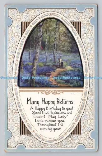 R809963 Viele glückliche Rücksendungen. Wald. Stecken. Oilette. Serie Golden Message. Nein