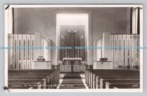 R809989 Millbrook. Jersey. Matthäuskirche. Innenraum. R. A. Postkarten. RP