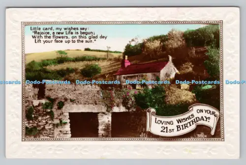 R809990 Liebevolle Wünsche zum 21. Geburtstag. Landschaft. RP. PM. Nottingham. 19