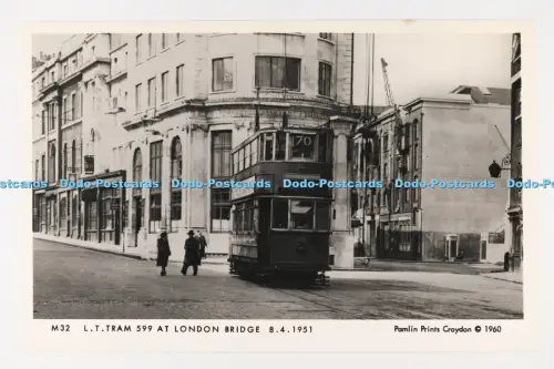 C032400 L T Tram 599 at London Bridge Pamlin Prints Croydon RP