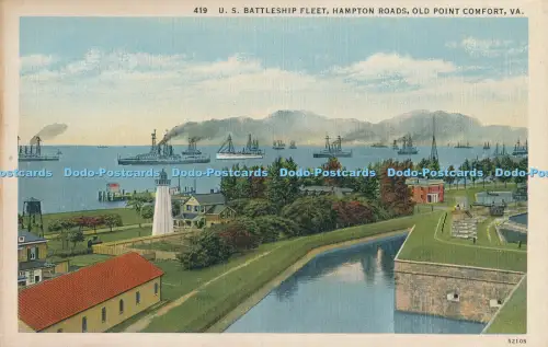 R007429 U S Schlachtschiff Flotte Hampton Roads Old Point Comfort Va Kaufmann