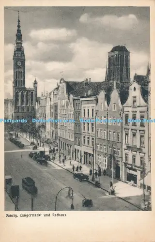 R011368 Danzig Langermarkt und Rathaus