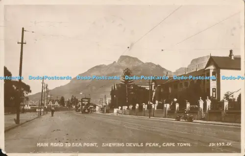 R013579 Main Road to Sea Point Shewing Devils Peak Cape Town Valentine RP 1931 B