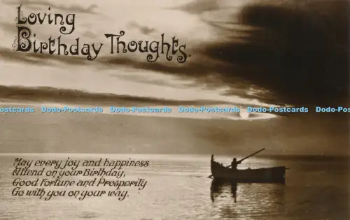 R029473 Grußkarte Liebevolle Geburtstagsgedanken Meer und Boot H B RP 1927