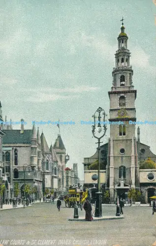 R029553 Law Courts and St Clement Danes Church London 1906