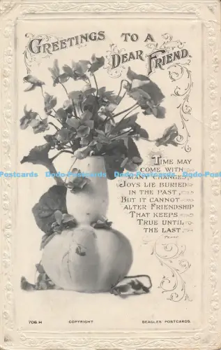 R029598 Grüße an einen lieben Freund Blumen in Vasen Beagles und Co