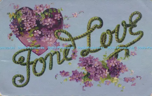 R029889 Fond Love Blumen und Herz 1907