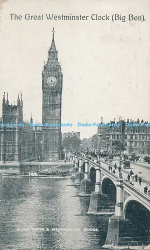 R029998 The Great Westminster Clock Big Ben Westminster Bridge 1924