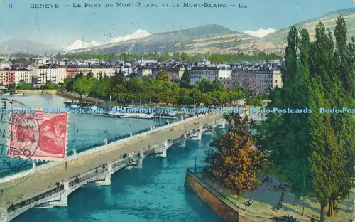 R030023 Geneve le Pont du Mont Blanc et le Mont Blanc LL 1914