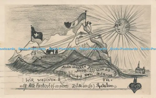R030295 Alte AK Zürcher See Berge 1929 B Hopkins
