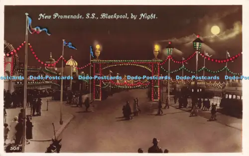 R206509 New Promenade S S Blackpool by Night 508 RP The Advance Series