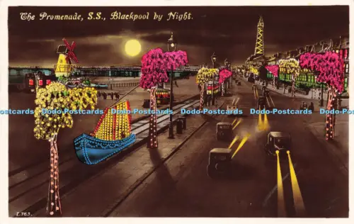 R206517 The Promenade S S Blackpool by Night RP The Advance Series 1938