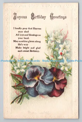 R801088 Freudige Geburtstagsgrüße Blumen H B Serie Gesamte Britische Produktion L