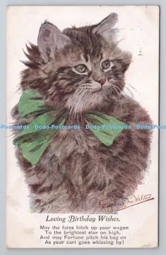 R801272 Loving Birthday Wishes Cat Inter Art London Artistique Series No 1740 Eu