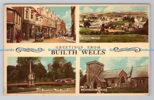 R801283 Grüße von Builth Wells High Street PM Brecon 1959 Mehrfachansicht