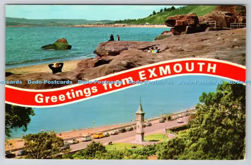 R815424 Grüße vom Exmouth Clock Tower und Esplanade E T W Dennis Scarboroug