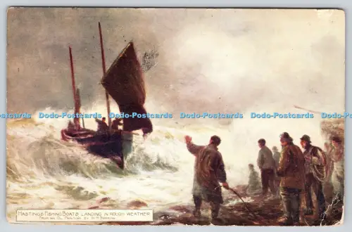 R815603 Hastings Fischerboote landen bei rauem Wetter W H Ausleihen 1910