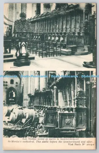 R815808 Ypern St Martin Cathedral The Stalls Before the Bombardement and After An