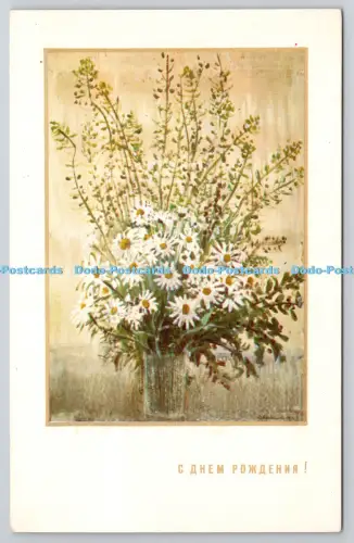 R815829 A Happy Birthday Flowers Yelizaveta Vasnetsova Ox Eye Daisies Aurora Art