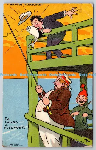 R815845 Sea Side Pleasures Pa Lands a Flunder Davidson Bros Bildpostkarte