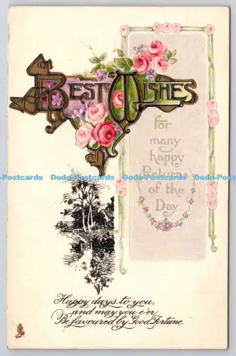 R815854 Best Wishes Roses Tuck No R 6165