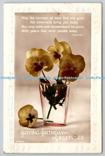 R815869 Liebevolle Geburtstagsgrüße Blumen RP PM Southend on Sea Essex 1927