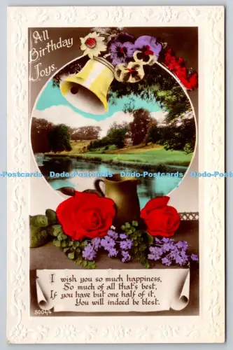 R815871 All Birthday Joys Bells Flowers RP PM Southend on Sea 1931