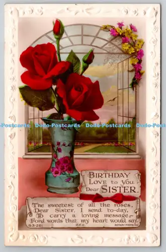 R816012 Geburtstag Liebe zu dir Liebe Schwester Blumen Fenster Dreh Foto London