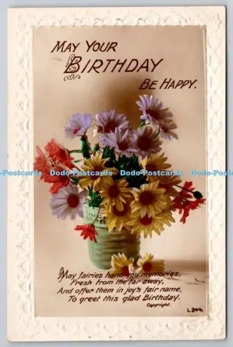 R816013 Möge dein Geburtstag glücklich sein Blumen RP PM Southend on Sea Essex 1932