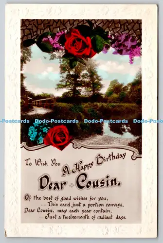 R816028 To Wish You a Happy Birthday Dear Cousin Lake Flowers RP PM Southend on