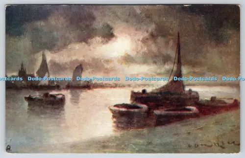 R816402 Ships in the Sea Tuck Oilette 7156 Van Hier