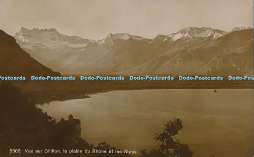 R030632 Vue sur Chillon la Plaine du Rhone et les Alpes Phototypie