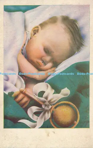 R030664 Alte Postkarte Schlafendes Baby