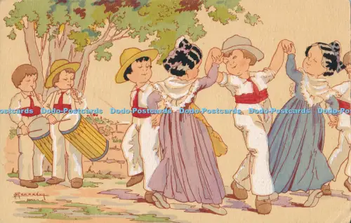 R030665 Alte Postkarte Tanzende Kinder