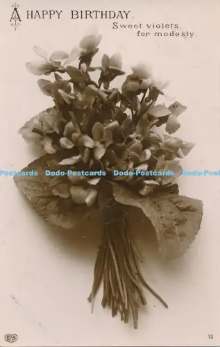 R031188 Gruß Postkarte A Happy Birthday Blumenstrauß Schwerdtfeger