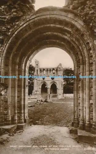 R031225 West Doorway and Tomb of Sir Walter Scott Dryburgh Abbey Valentine