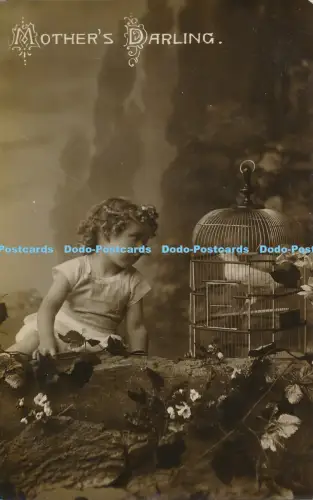 R031353 Mothers Darling Little Girl and a Bird Davidson Bros 1911