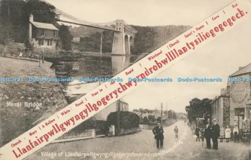 R027047 Menai Brücke und Dorf Llanfairpwllgwyngyllgogerychwyrndrobwllant