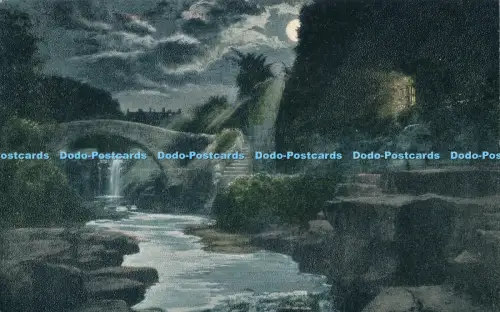 R027057 Jesmond Dene Newcastle on Tyne By Night Valentine Moonlight 1904