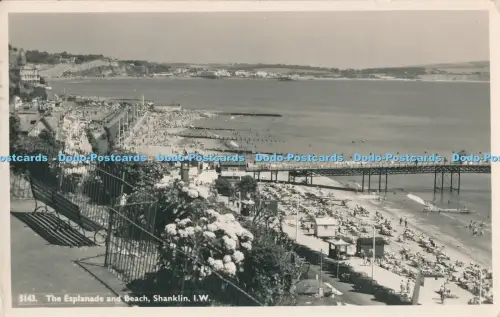 R027074 The Esplanade and Beach Shanklin I W Nigh No 5143 RP 1955