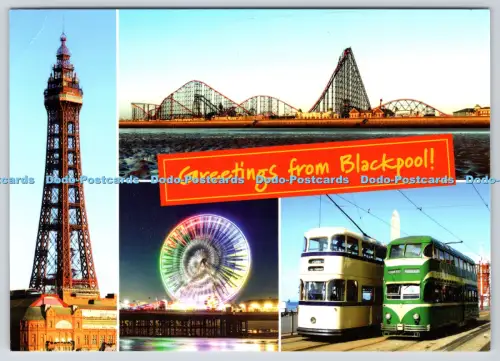L353102 Grüße von Blackpool Tower Straßenbahnen Brücke Kandy Toys Ltd Multi View