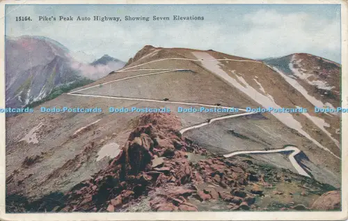 R036490 Pikes Peak Auto Highway zeigt sieben Höhen. 1927