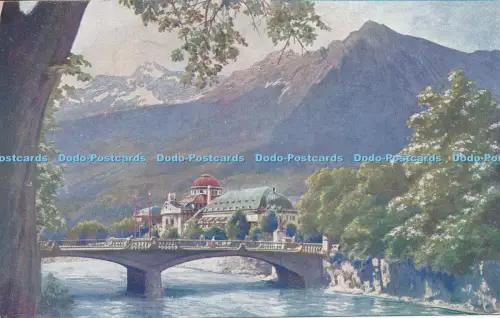 R037700 Meran Casino di Cura dalla Passeggiata di Estate col Giogo di Tessa L M