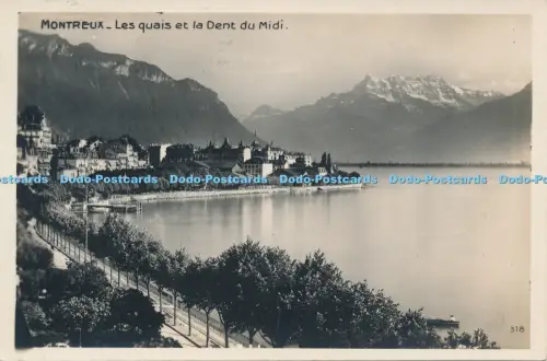 R037904 Montreux Les Quais et la Dent du Midi Perrochet Matile 1927 B Hopkins