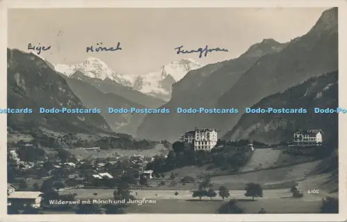 R038113 Wilderswil mit Mönch und Jungfrau Perrochet Matile 1930 B Hopkins