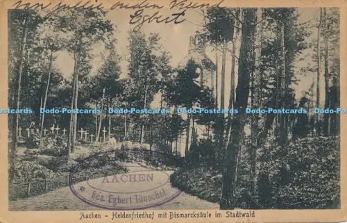 R038576 Aachen Heldenfriedhof mit Bismarcksaule im Stadtwald 1932 B Hopkins