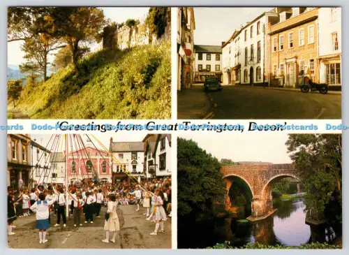 L350350 Devon. Grüße von Great Torrington. Burgberg. Dowrick Design und