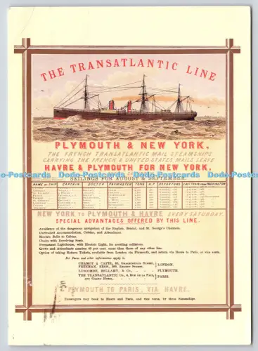 L353600 Plakat für den Transatlantic Line Service von Havre und Plymouth nach Neu