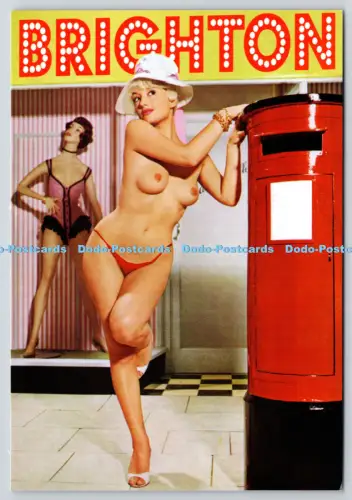 L353629 Brighton. Retro Karten. Co. UK. Eier aus dem Mund. Britische Manufaktur Hals