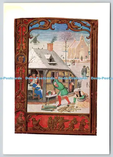 L353768 British Museum. Januar. Hausleben. Schlitten. aus Flämischem Kalender.